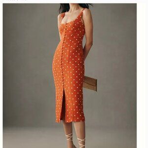 Anthropologie Maeve Polka Dot Sweetheart Button-Front Dress Size 2